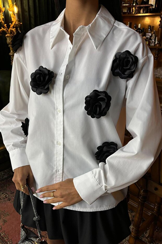 Gül Aksesuarlı Poplin Gömlek 3442 R6-G-K3 - 4