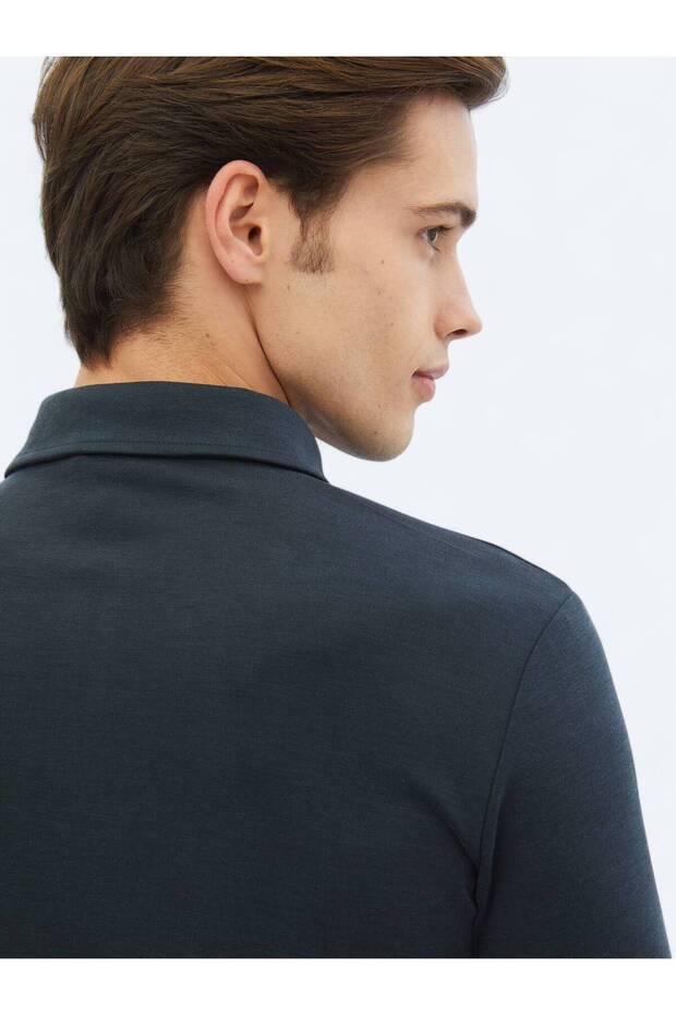 Lacivert Düz Regular Fit Casual Gömlek - 5