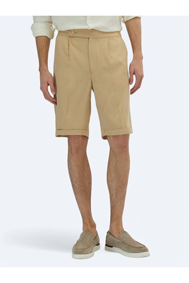 Deve Tüyü Dokuma Carrot Fit Casual Bermuda - 2