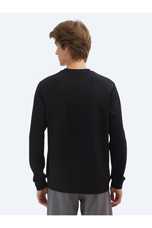 Siyah Bisiklet Yaka Sweatshırt - 5