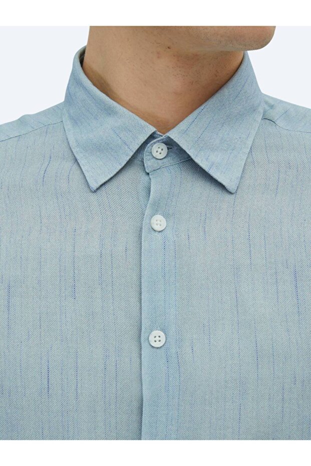 Mavi Baskılı Regular Fit Dokuma Casual Gömlek - 4