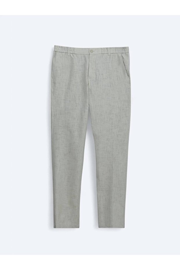 Ekru Dokuma Jogging Fit Casual Pamuk Karışımlı Pantolon - 5