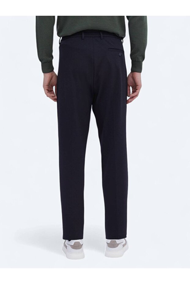 Lacivert Örme Carrot Fit Casual Pantolon - 4