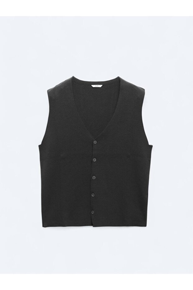 Antrasit Regular Fit Casual Örme Triko Yelek - 7