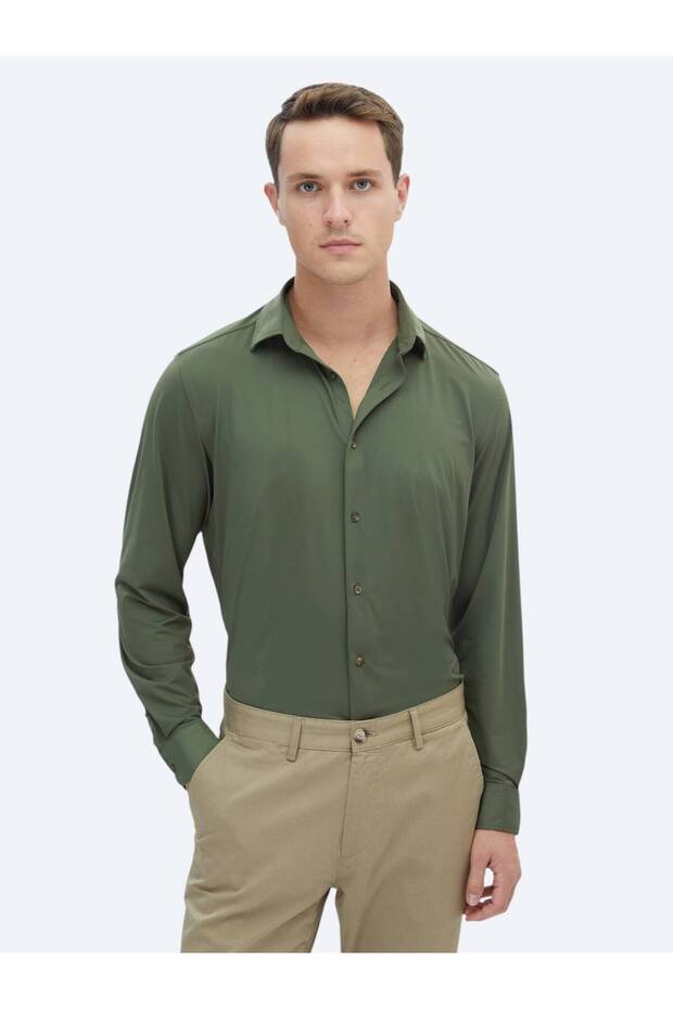 Haki Regular Fit Casual Gömlek - 1