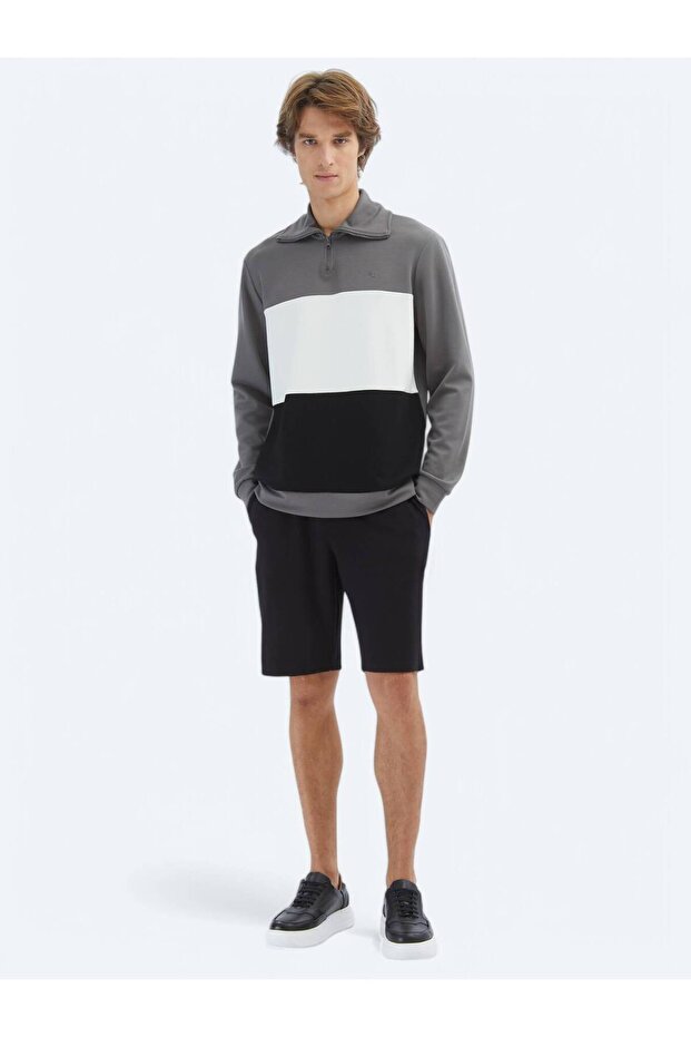 Antrasit Dik Yaka Sweatshırt - 2