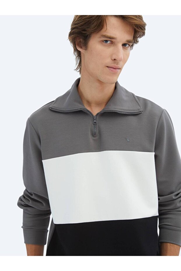 Antrasit Dik Yaka Sweatshırt - 4