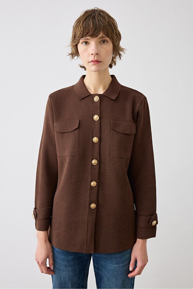 CELİNE ÇELİK ÖRME TRİKO HIRKA KAHVE - 2