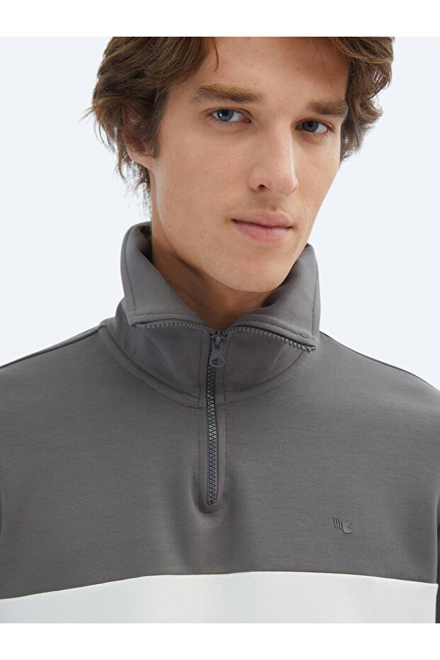 Antrasit Dik Yaka Sweatshırt - 6