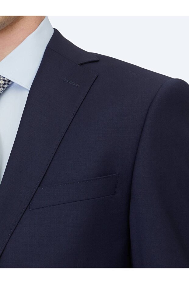 Saks Düz Regular Fit Yün Karışımlı Takım Elbise - 4