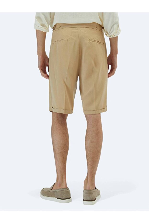 Deve Tüyü Dokuma Carrot Fit Casual Bermuda - 5