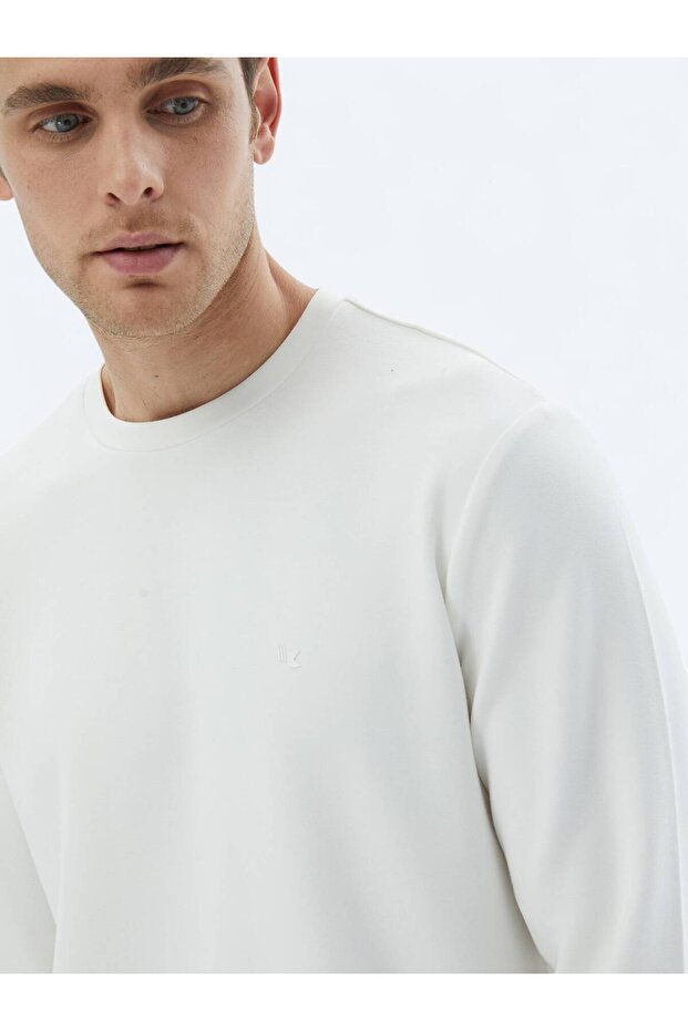 Ekru Bisiklet Yaka Sweatshırt - 4