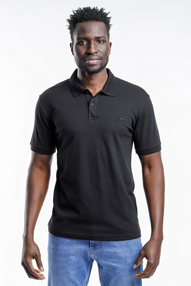 Salvator Men's Polo Neck T-shirt Black St11te081