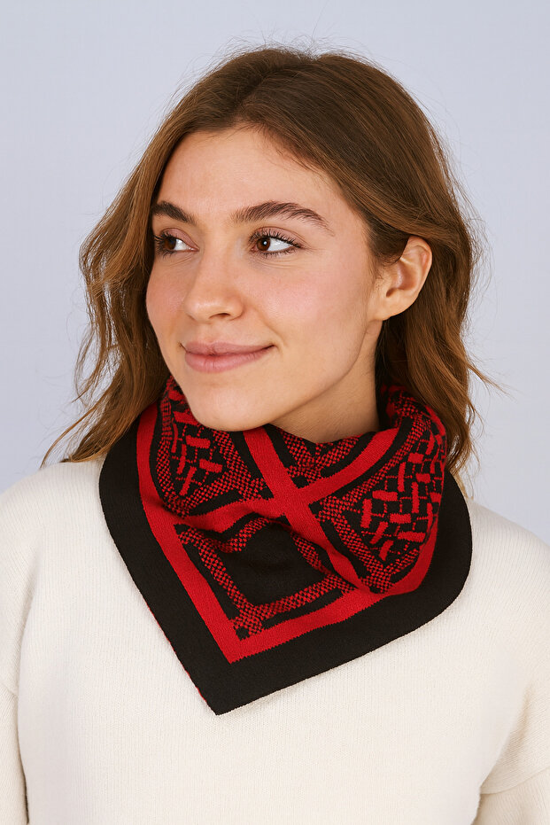 Eșarfă tricotată cu model - 2