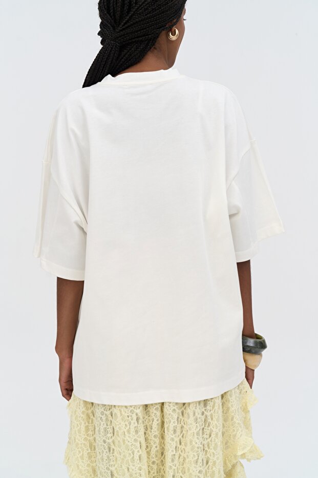 Lime Oversize Beyaz T-Shirt - 5