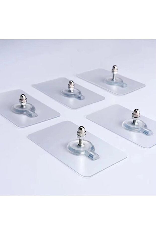 4 ADET Kendinden Yapışkanlı Çok Amaçlı Şeffaf Banyo Mutfak Askı Tablo Saat Raf Asma Aparatı - 1