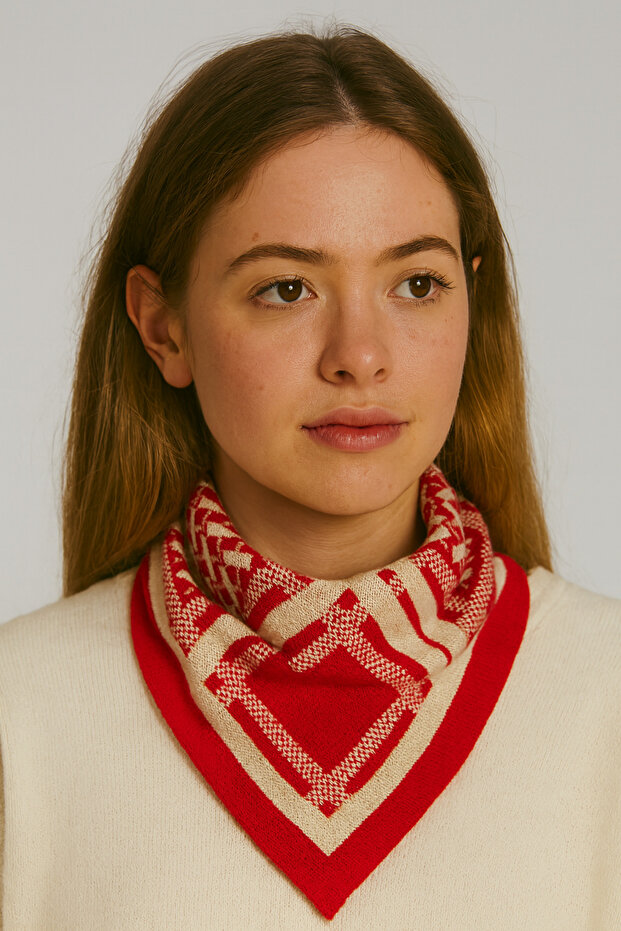 Desenli Triko Fular - 2