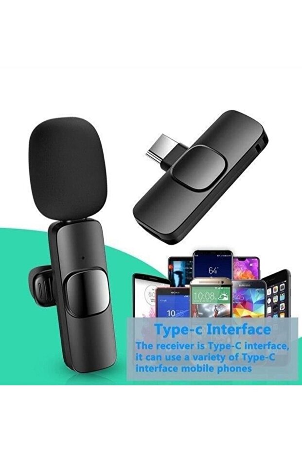 K9 Kablosuz Yaka Mikrofonu Type C 2'li Mikrofon Youtube Tik Tok 2 Adet - 6