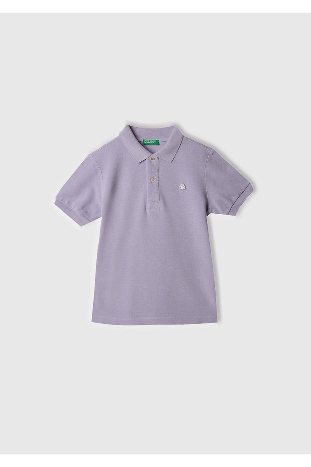 Boy's Purple Logo Pique Polo T-Shirt