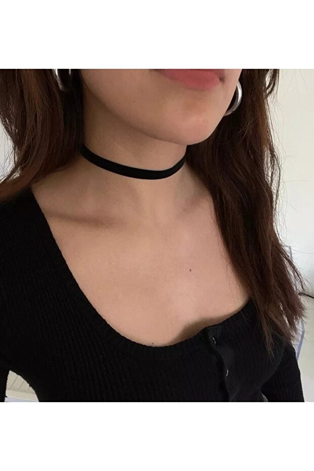 Vintage Kadife Şerit Choker Kolye - 1
