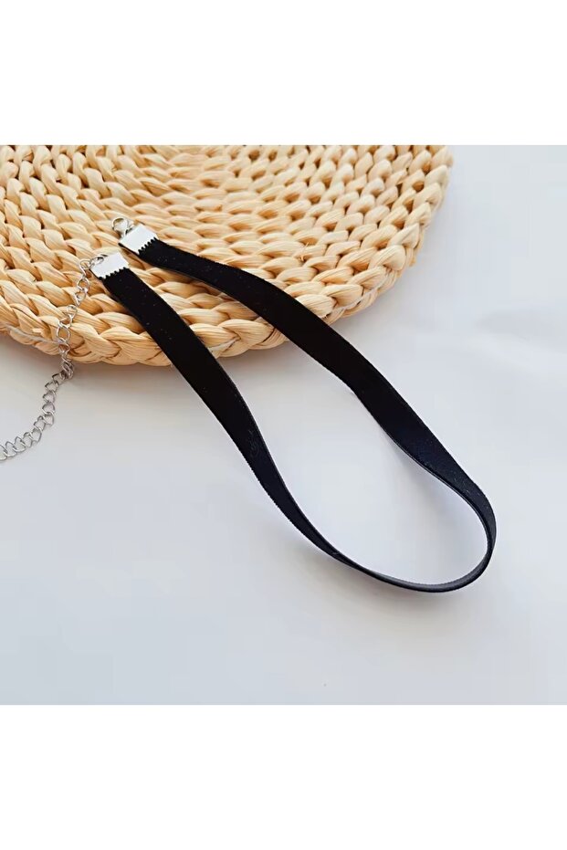 Vintage Kadife Şerit Choker Kolye - 4