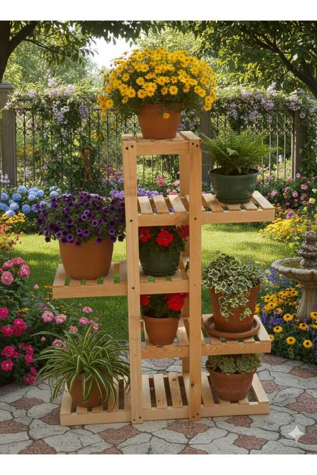 Saksılık ahşap 5 kat 100 cm - 1