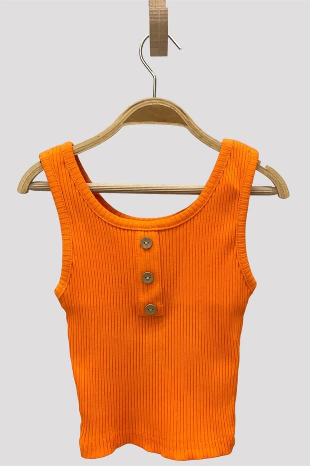 Girl's Buttoned Strap Crop 3750 Orange