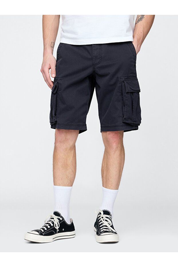 Erkek Lacivert 11" Relaxed Kargo Şort - 7