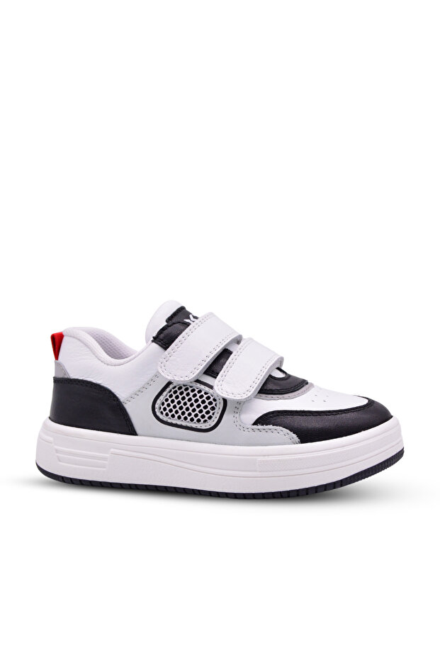 Massa Boy's Double Velcro Genuine Leather White Casual Shoes