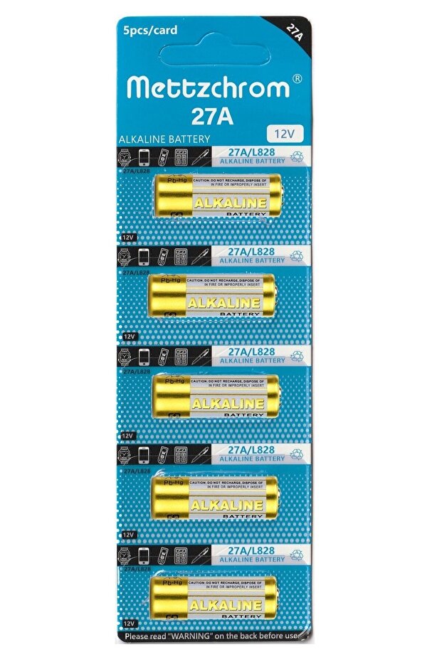 Mettzchrom 27a 12 Volt Alkalin Pil - Kumanda Pili - 5'li