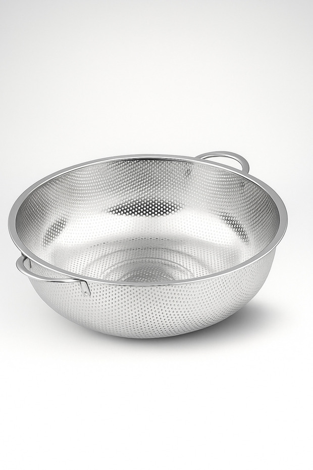 23 cm Stainless Steel Large Size Strainer – Perforated Pasta and Vegetable Strainer – with Handles
