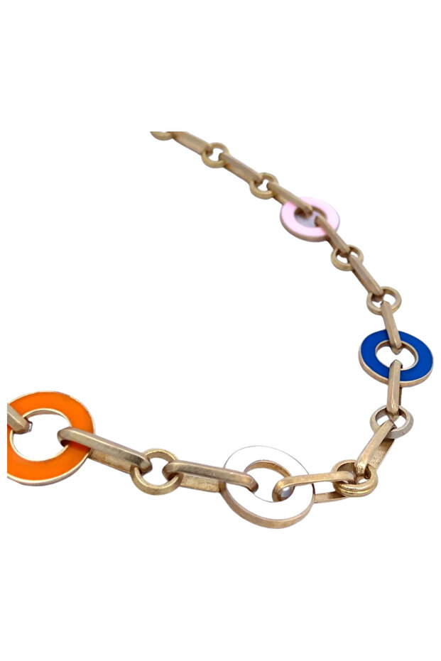 Bronz Round Enamel Kolye - 1