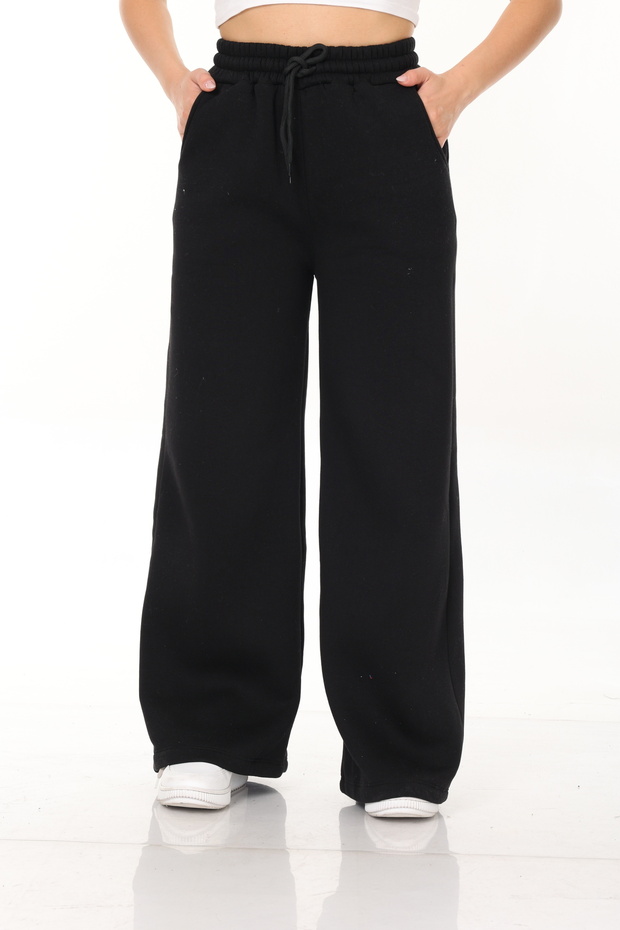 Women's Clothing Bottom Three Thread Ribbed Belted Lace-Up Detail Sweatpants