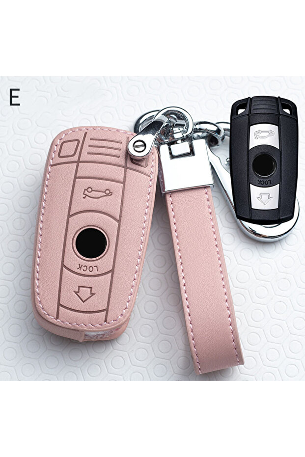 Key Case Leather Pink for BMW E90 E60 E70 E87 E30 E34 E36 E38 E39 E46 - 7