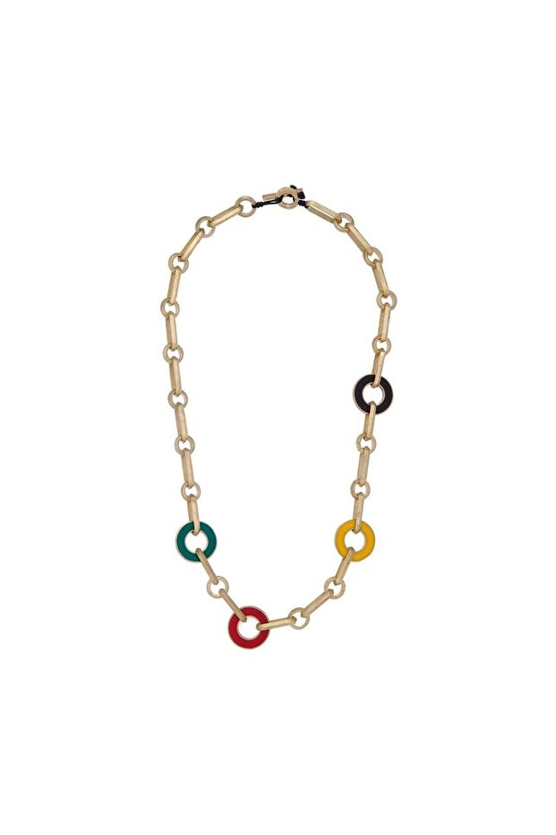 Bronz Round Enamel Kolye - 2