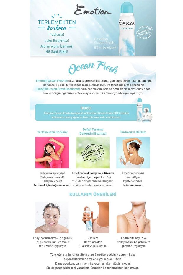 Emoiton Deodorant 150 Ml Ocean Fresh x2 Adet - 3