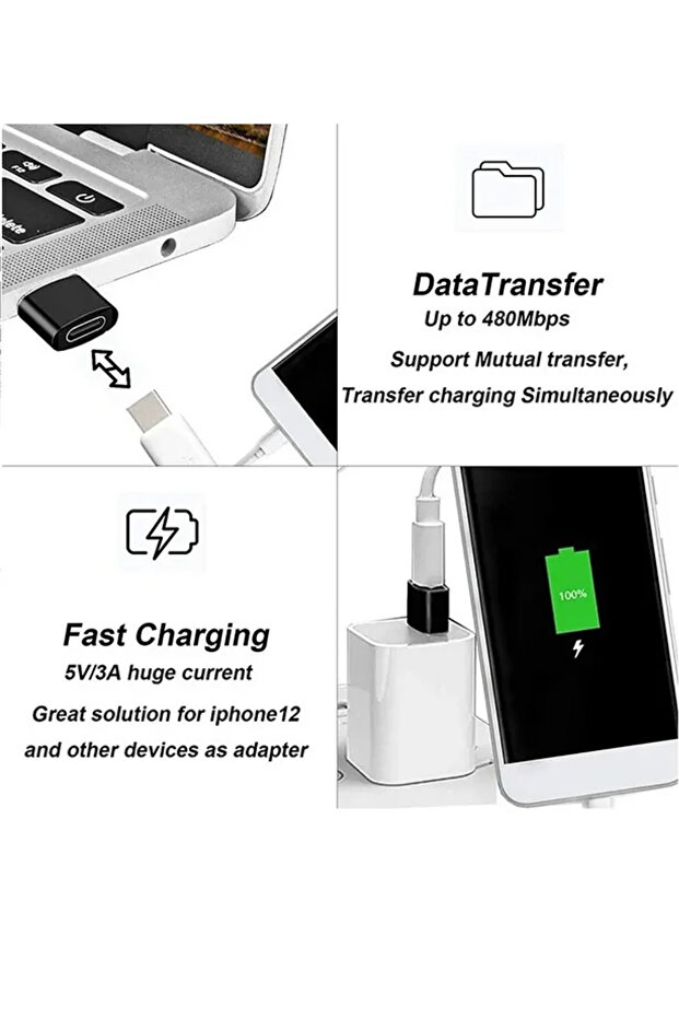 USB 3.0 Type A Erkek - USB 3.1 Type C Dişi Dönüştürücü - 4