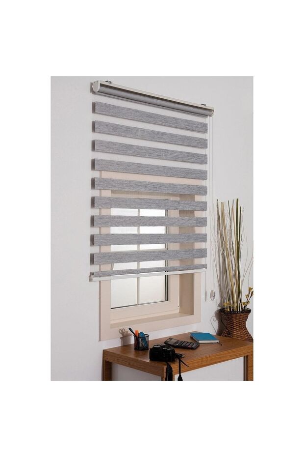 Taç Bambu Zebra Perde Gri - 1