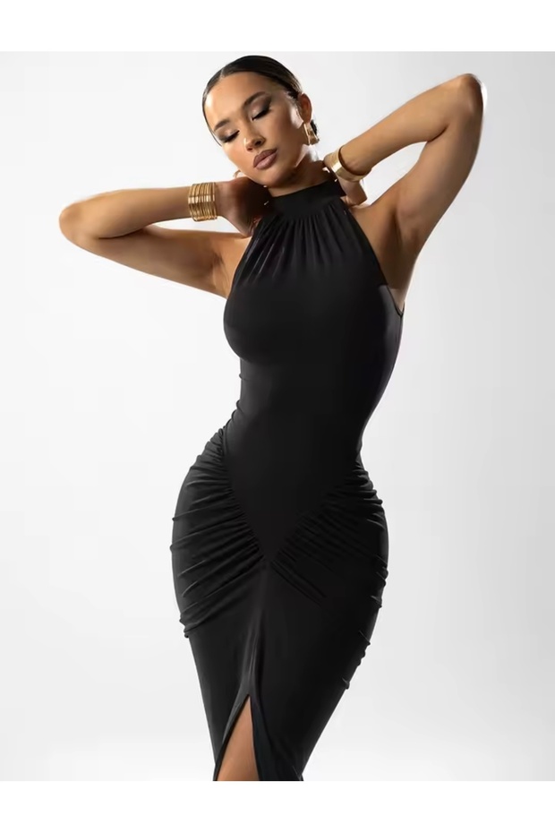 Women's Sleeveless Halter Neck Long Dress Evening Party Prom Wedding Evening Dress