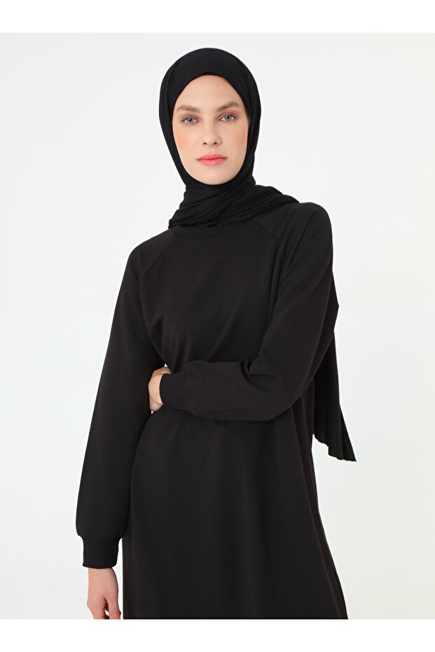 Reglan Kol Uzun Basic Sweatshirt - Siyah - Benin - 3