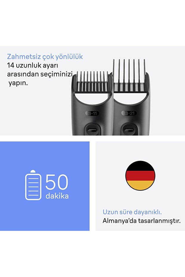 Hepsi Bir Arada Series 3, 4’ü 1 arada Tıraş Kiti, Keskin Bıçak, 14 Uzunluk, AIO3500 - 6