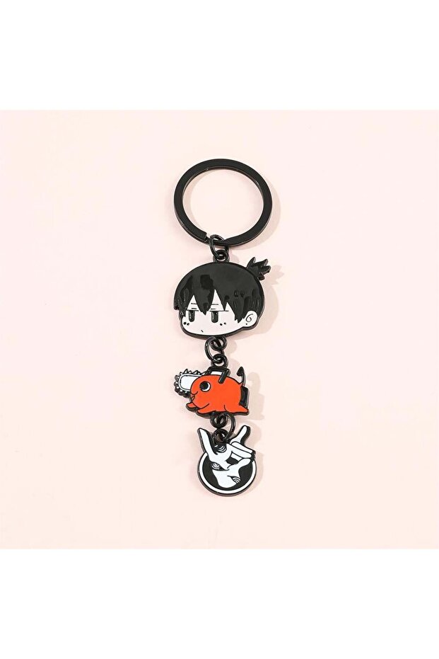 Anime Chainsaw Man - Aki Hayakawa Pochita Metal Keychain