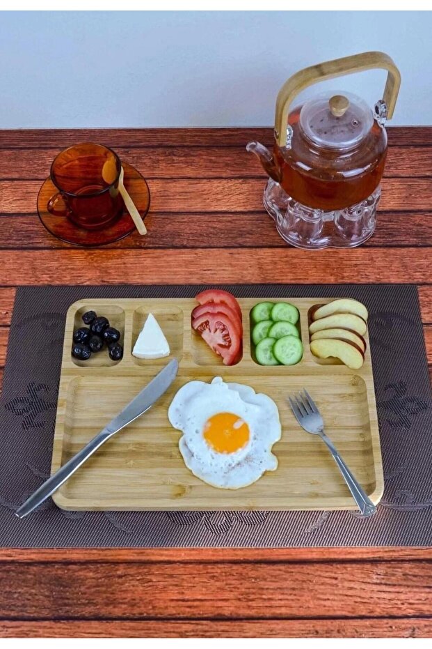 Bi̇z Home 6-Section Bamboo Presentation Plate