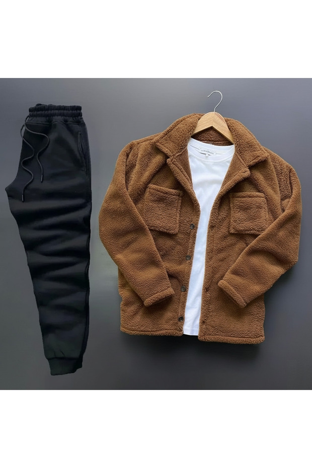 Plush Jacket + Winter Tracksuit 2-Piece Combination