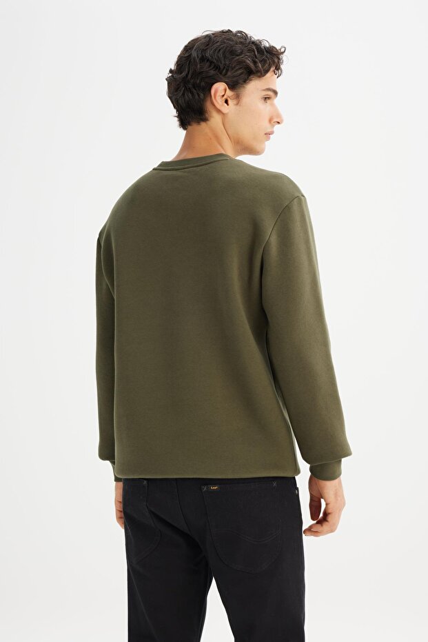Bisiklet Yaka Sweatshirt Khaki - 3