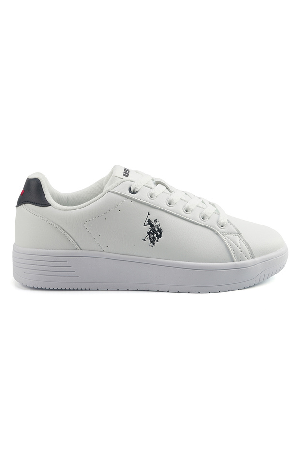 Men's White Low-Top Canvas Sneakers - Bold Iconic Branding for a Clean Look
