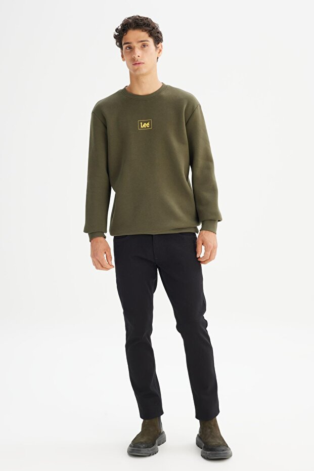 Bisiklet Yaka Sweatshirt Khaki - 5
