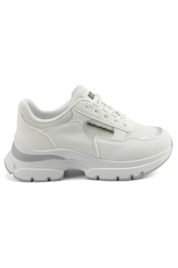 Women's White Low-Top Sneakers - Lightweight & Trendy Design for Everyday Wear