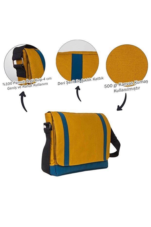 حقيبة ماسنجر بشعار نيرفانا باللون الأصفر - 5