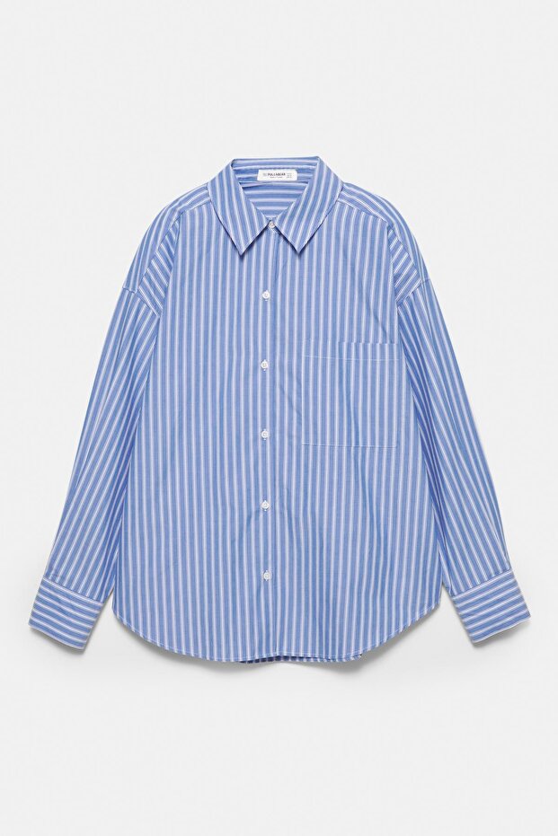 Çizgili oversize gömlek - 7